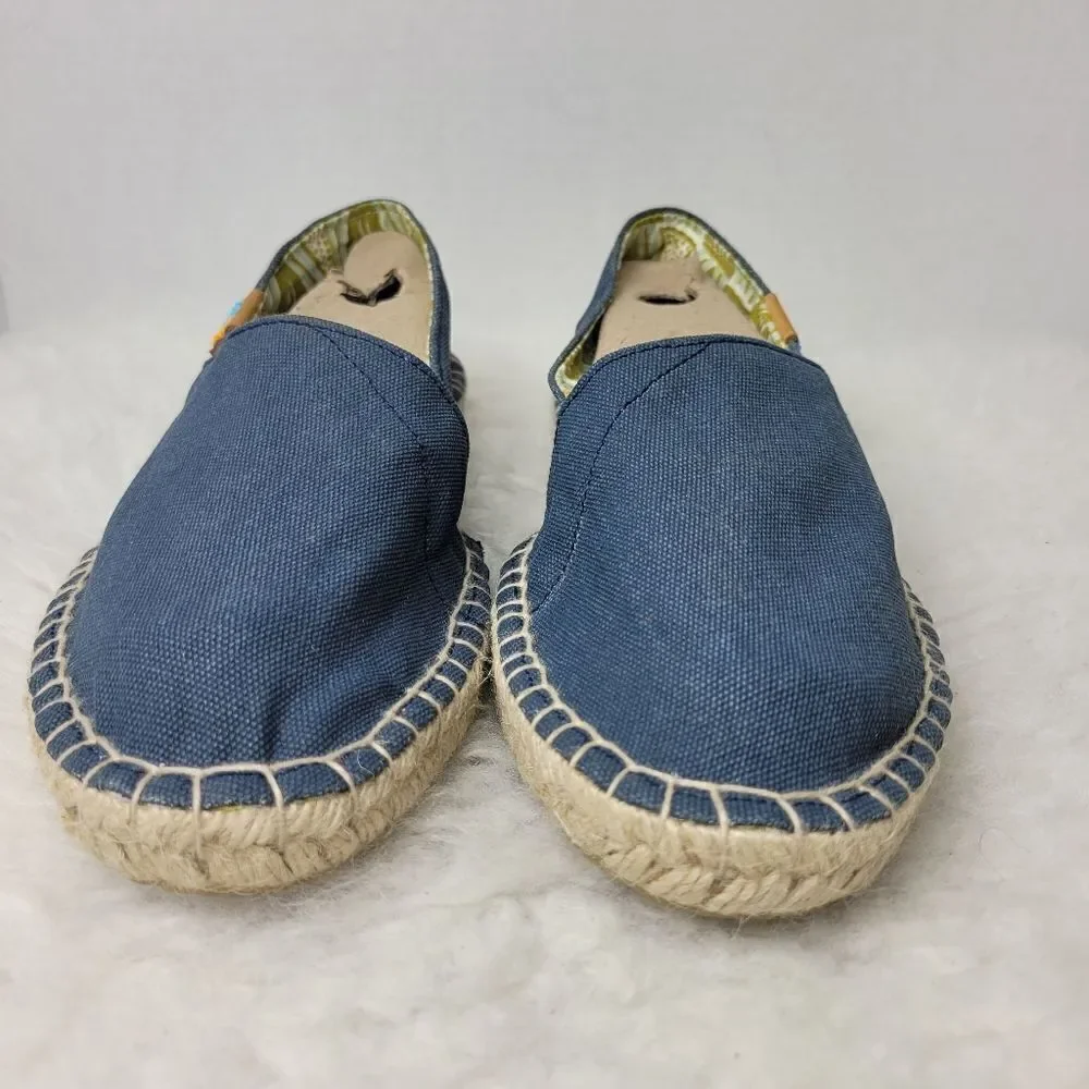 Ubuntu Women's  Canvas Espadrille Beaded Slip On Ethical Blue Shoe Size 9.5 New.